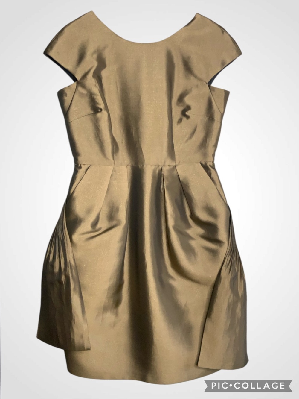 Alex Evenings Gold Satin/Metallic Cocktail Dress Size 8